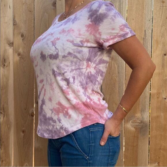 H&M ribbed short sleeve tie dyed t-shirt size small - Picture 2 of 5